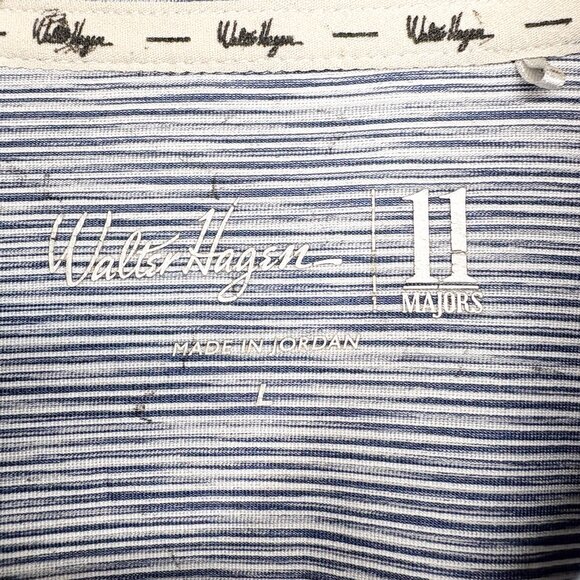 Walter Hagen 11 Majors Blue Striped Polo Shirt Size L - Picture 3 of 5